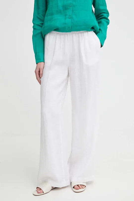 λευκό Λινό παντελόνι Sisley Γυναικεία