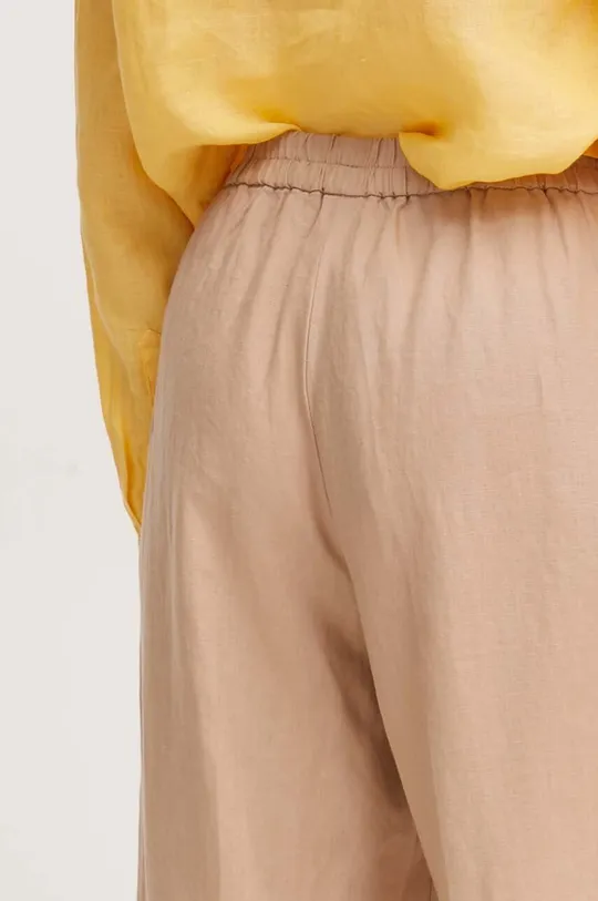 beige Sisley pantaloni in lino