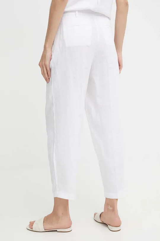Λινό παντελόνι Sisley λευκό