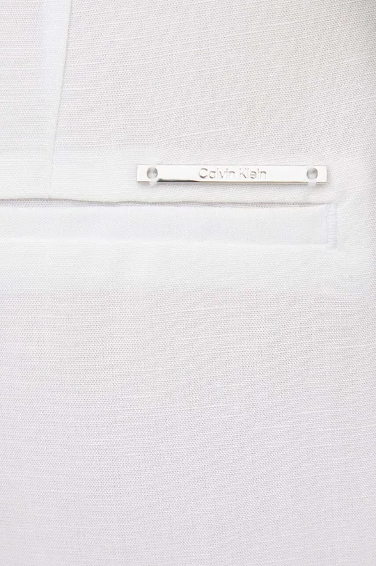 bela Hlače z mešanico lana Calvin Klein