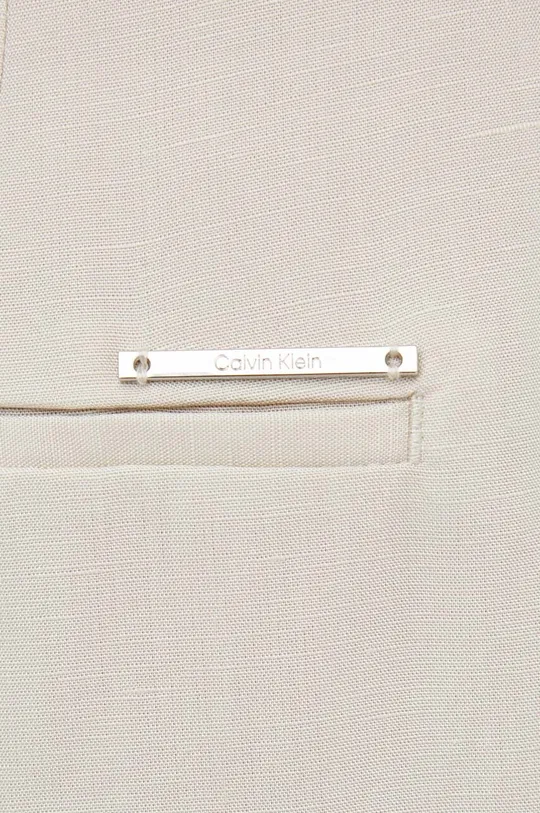 bézs Calvin Klein nadrág vászonkeverékből