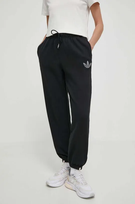 czarny adidas Originals spodnie bawełniane Damski