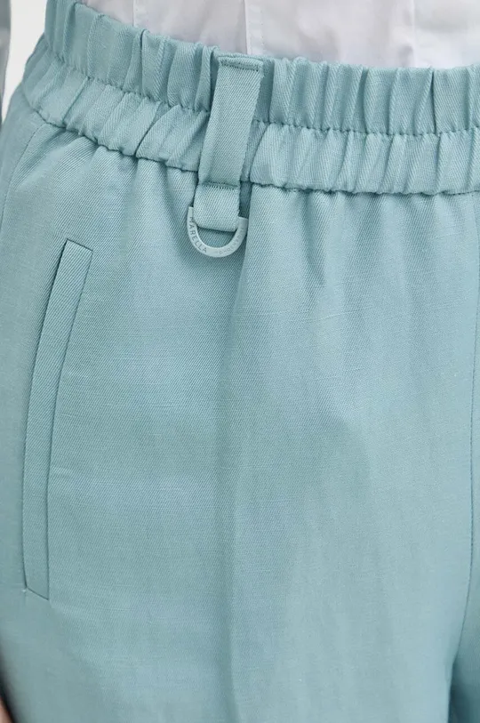 niebieski Marella spodnie z domieszką lnu