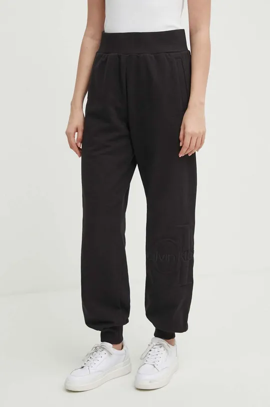 czarny Calvin Klein Jeans spodnie dresowe Damski