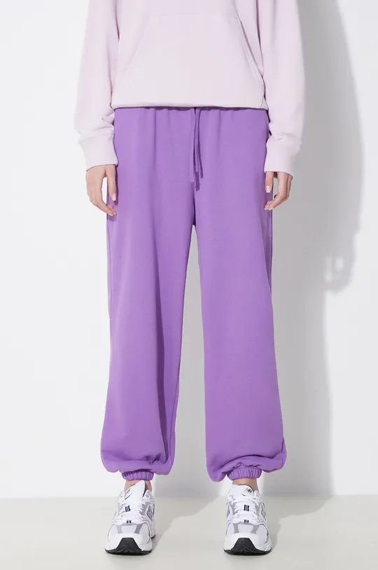 fioletowy Puma spodnie dresowe bawełniane BETTER CLASSIC Damski