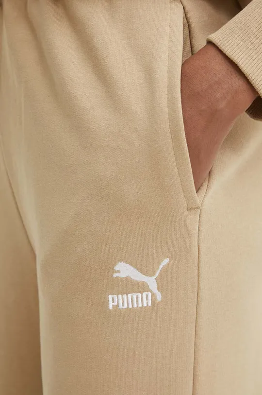 beżowy Puma spodnie dresowe bawełniane BETTER CLASSIC
