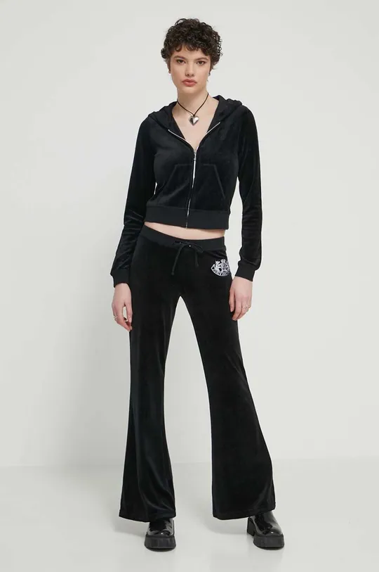 Βελούδινο παντελόνι φόρμας Juicy Couture μαύρο