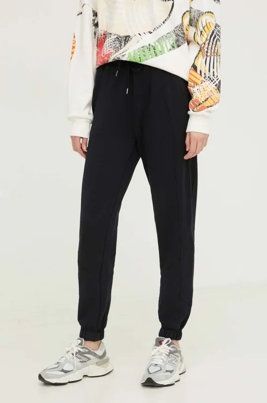 granatowy Desigual spodnie dresowe bawełniane JANE Damski