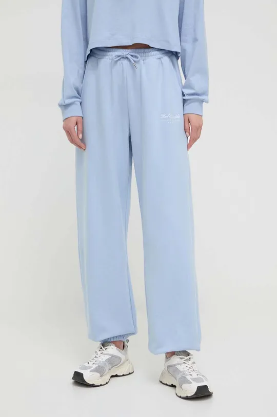 niebieski Karl Lagerfeld spodnie dresowe bawełniane Damski