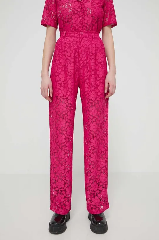 różowy Desigual spodnie DHARMA Damski