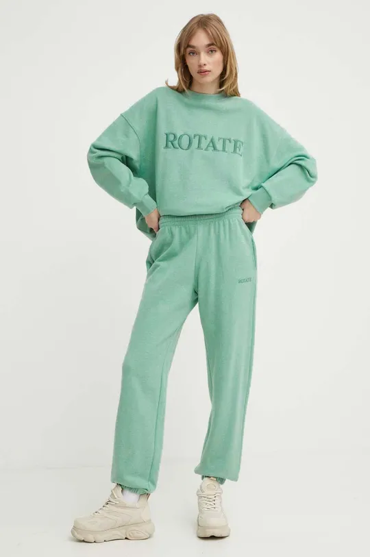 Βαμβακερό παντελόνι Rotate πράσινο