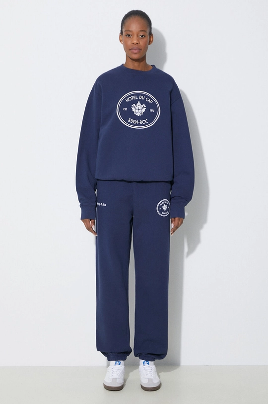 Sporty & Rich pantaloni de trening din bumbac Eden Crest Sweatpants bleumarin