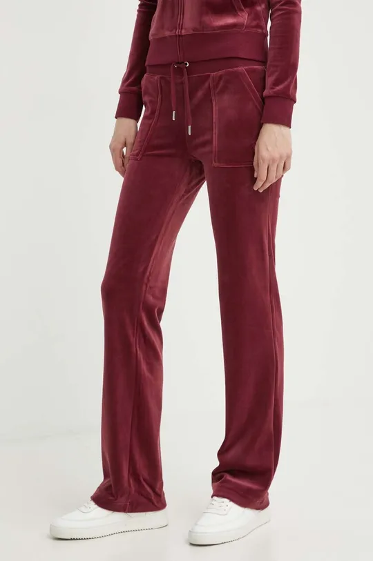 bordowy Juicy Couture spodnie dresowe welurowe Damski