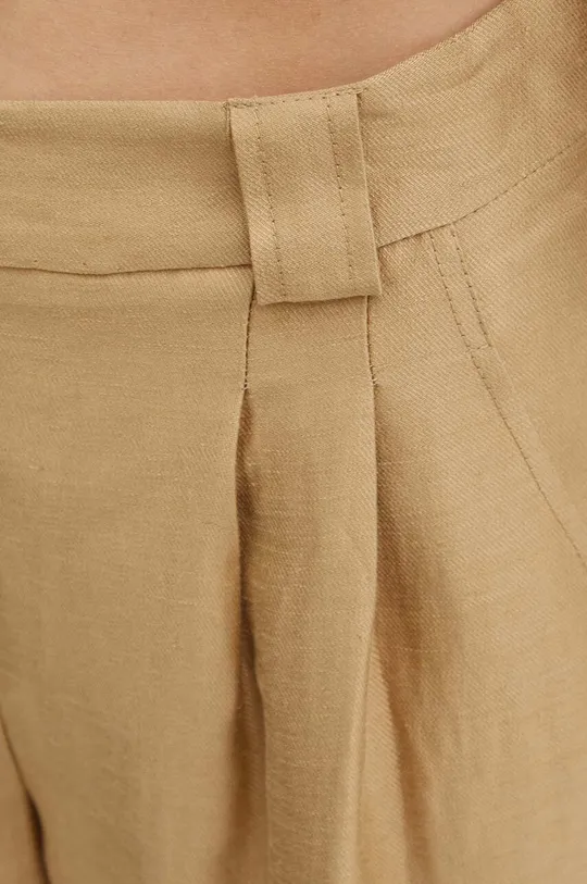 beżowy La Petite Française spodnie z domieszką lnu PASSIONNE