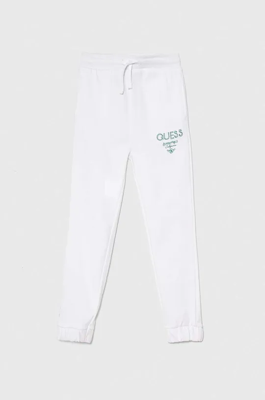 білий Дитячі бавовняні штани Guess Для дівчаток