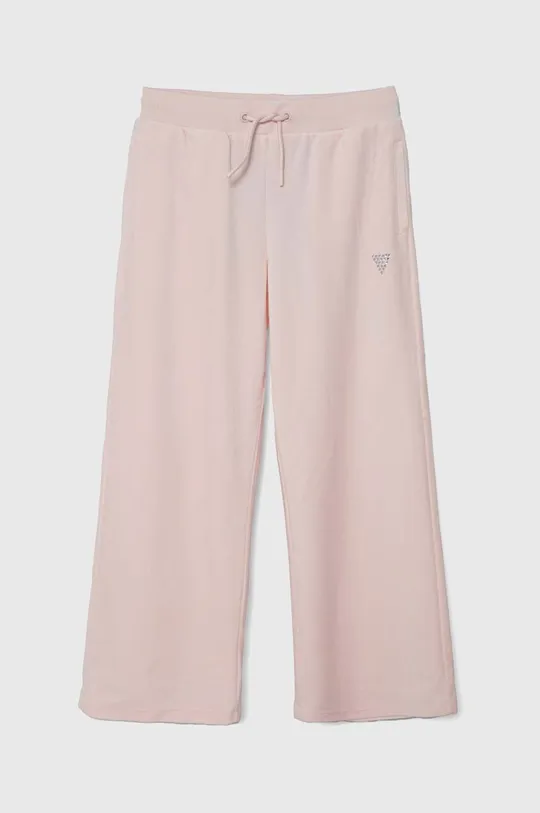 różowy Guess spodnie dresowe welurowe dziecięce Dziewczęcy