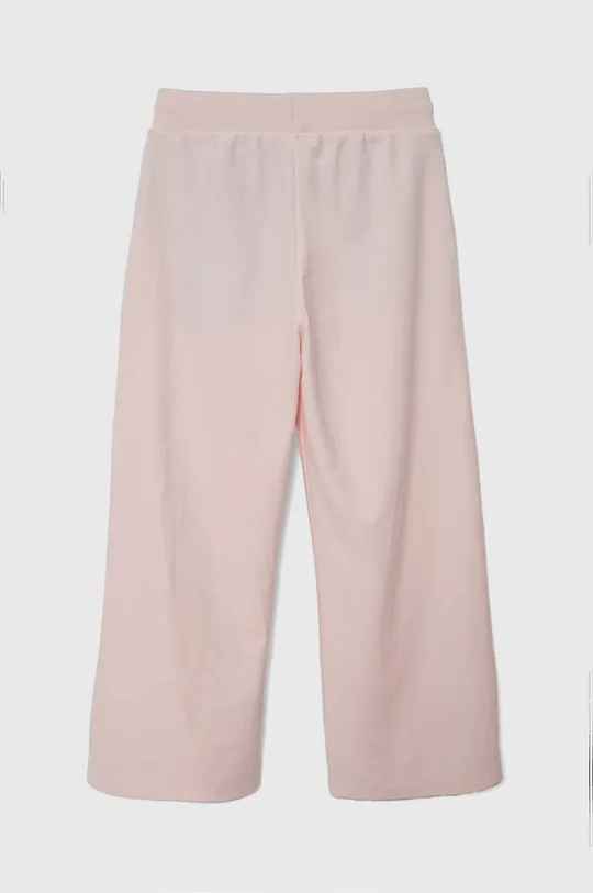 Guess pantaloni della tuta in velluto per bambini rosa