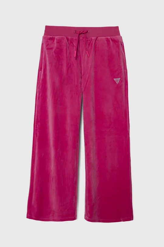 Guess spodnie dresowe welurowe dziecięce różowy