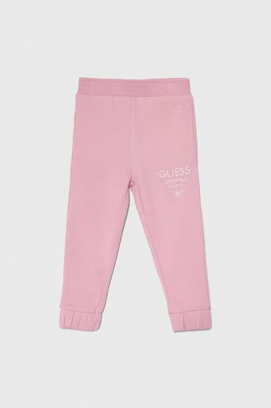 różowy Guess spodnie dresowe bawełniane dziecięce Dziewczęcy