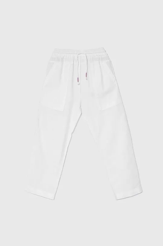 biały United Colors of Benetton spodnie lniane dziecięce Dziewczęcy