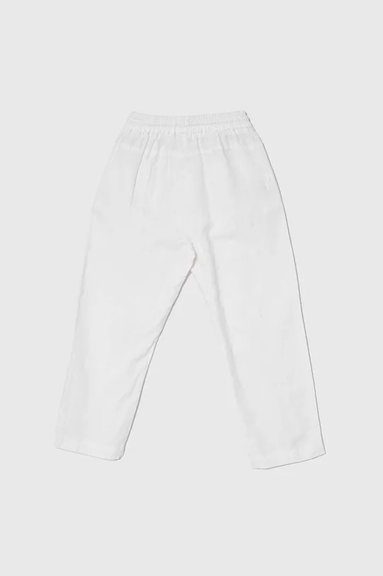 Detské ľanové nohavice United Colors of Benetton biela