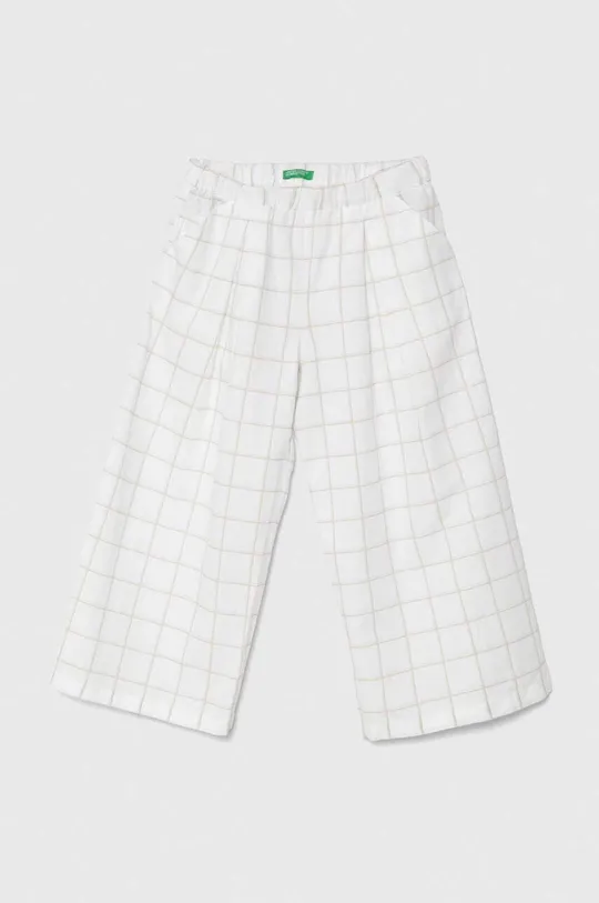 bela Otroške lanene hlače United Colors of Benetton Dekliški