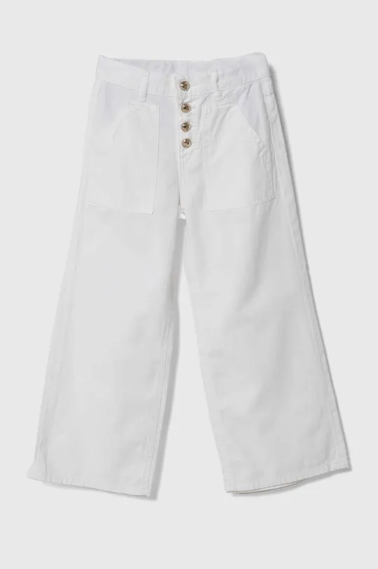 bijela Dječje pamučne hlače Guess Za djevojčice