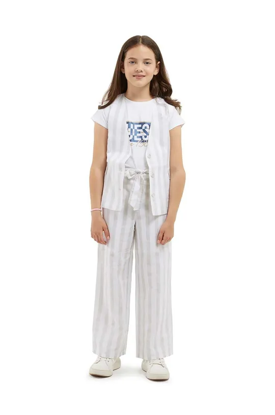 бежевий Дитячі штани з домішкою льону Guess Для дівчаток