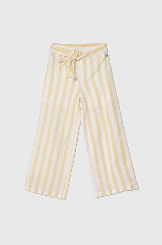 rumena Otroške hlače s primesjo lanu Guess Dekliški