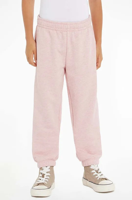 ροζ Παιδικό βαμβακερό παντελόνι Tommy Hilfiger Για κορίτσια