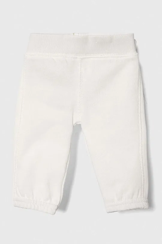 Бавовняні штани для немовлят United Colors of Benetton білий
