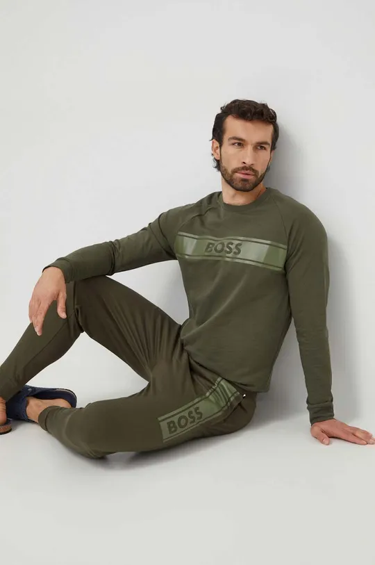 Homewear pamučne hlače BOSS zelena