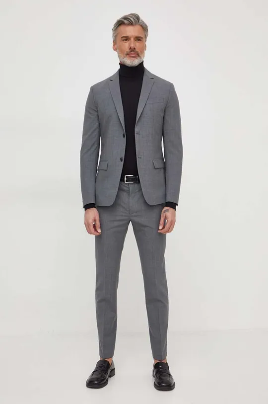 Шерстяные брюки Calvin Klein серый
