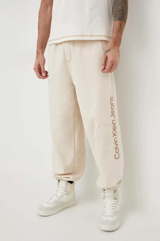 бежевый Хлопковые спортивные штаны Calvin Klein Jeans Мужской