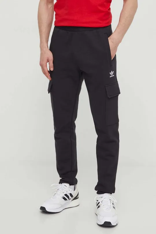 μαύρο Παντελόνι φόρμας adidas Originals Trefoil Essentials Cargo Pants Ανδρικά