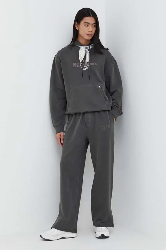 Karl Lagerfeld Jeans pamut melegítőnadrág szürke