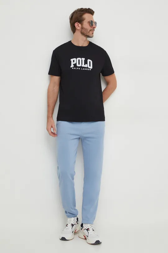 Хлопковые спортивные штаны Polo Ralph Lauren голубой