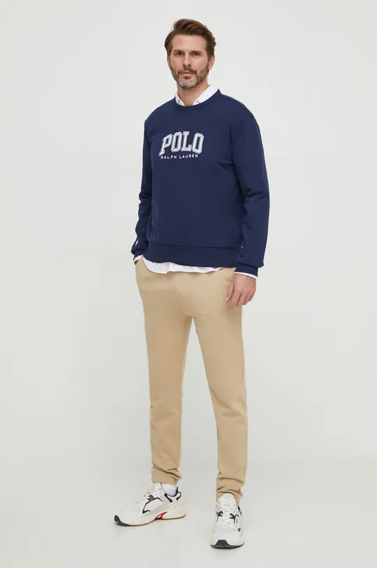 Бавовняні спортивні штани Polo Ralph Lauren бежевий