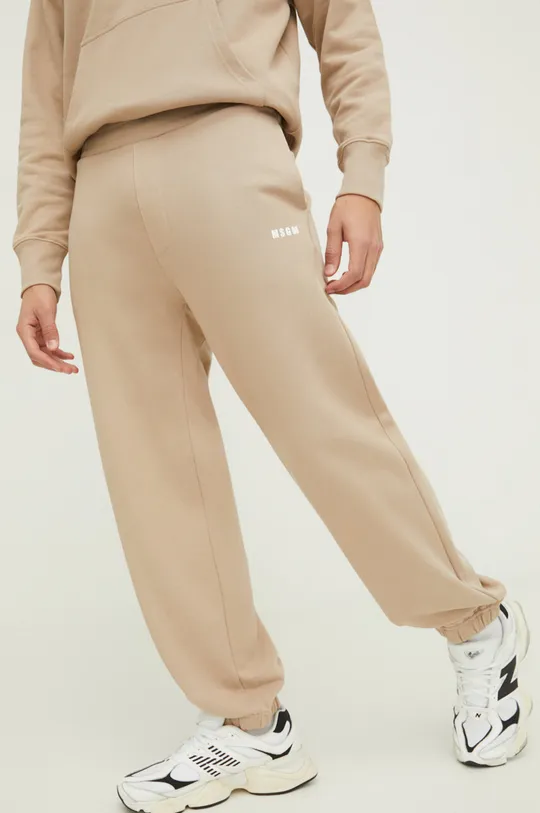 beżowy MSGM spodnie dresowe bawełniane Męski