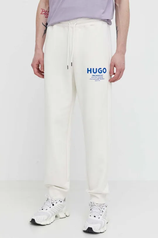 бежевий Бавовняні спортивні штани Hugo Blue Чоловічий
