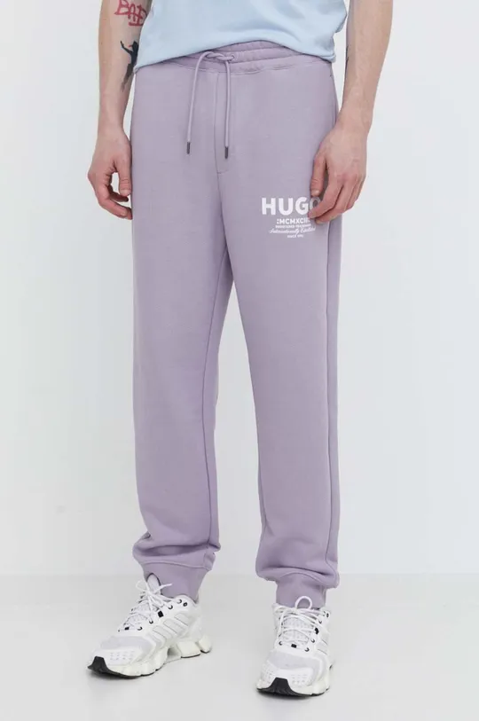 fioletowy Hugo Blue spodnie dresowe bawełniane Męski