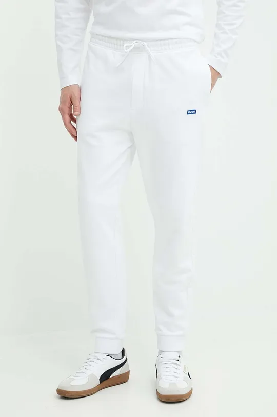 λευκό Βαμβακερό παντελόνι Hugo Blue Ανδρικά