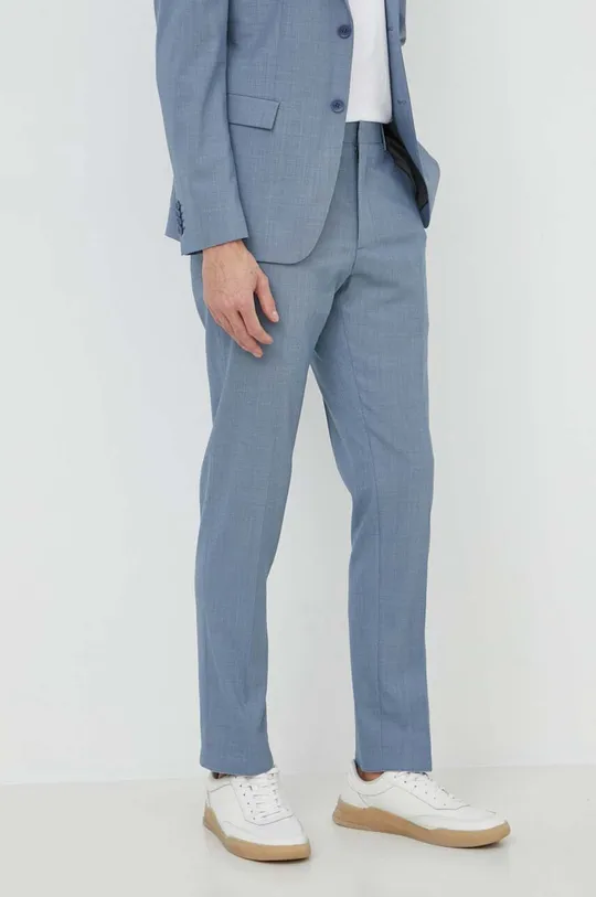 niebieski Calvin Klein spodnie z domieszką wełny Męski