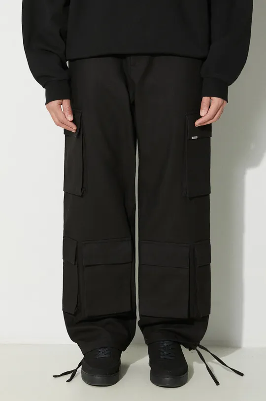 μαύρο Βαμβακερό παντελόνι Represent Baggy Cargo Pant Ανδρικά