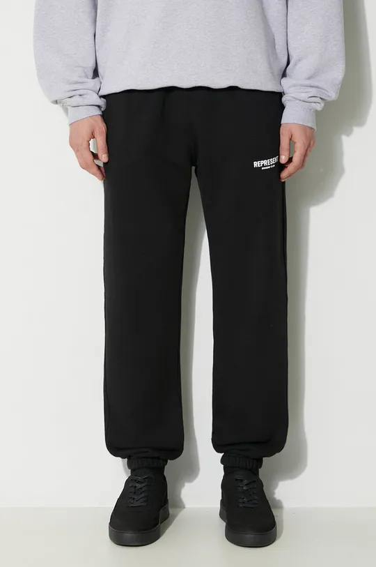 μαύρο Βαμβακερό παντελόνι Represent Owners Club Sweatpant Ανδρικά
