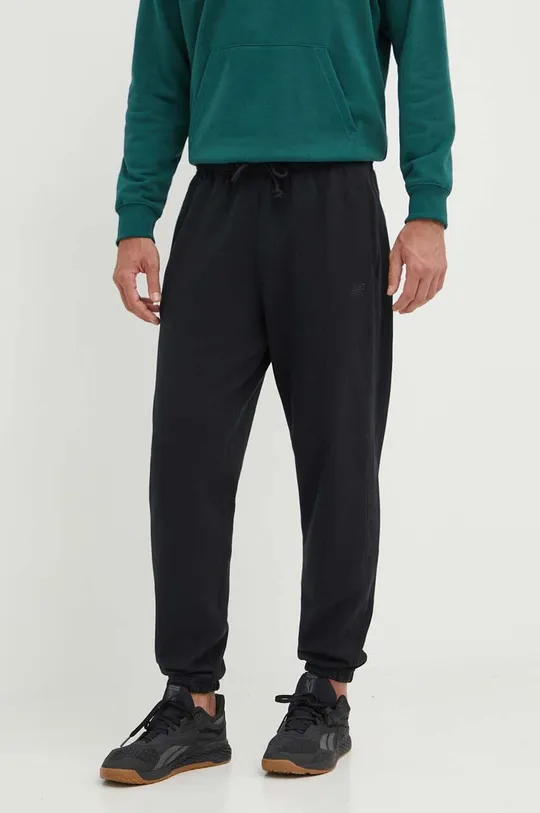 czarny New Balance spodnie dresowe bawełniane Męski