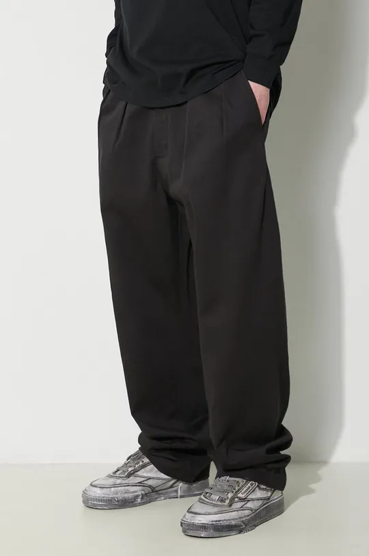 negru Universal Works pantaloni de bumbac Double Pleat Pant