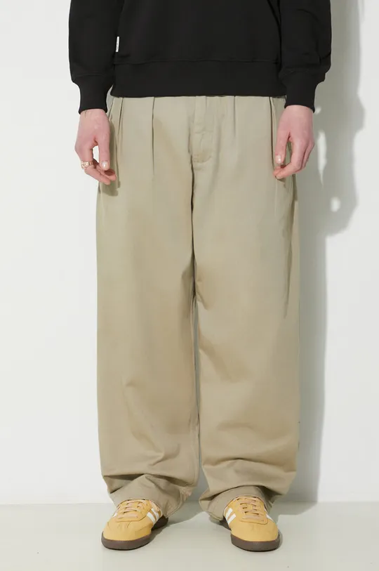 beige Universal Works cotton trousers Double Pleat Pant Men’s