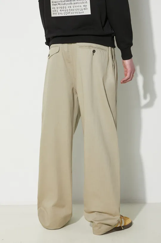 Universal Works pantaloni de bumbac Double Pleat Pant 100% Bumbac