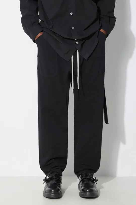 czarny Rick Owens spodnie dresowe bawełniane Męski